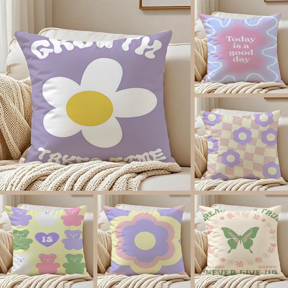 Abstract Cute Minimalist Pattern Print Flower Cushion Cover Pillowcase Antidustmite living Room Sofa Decor Cushion Room