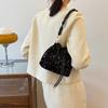 Sequin Small Bag for Women Crossbody New Trendy Korean Style High-value Drawstring Single-shoulder Bucket Bag