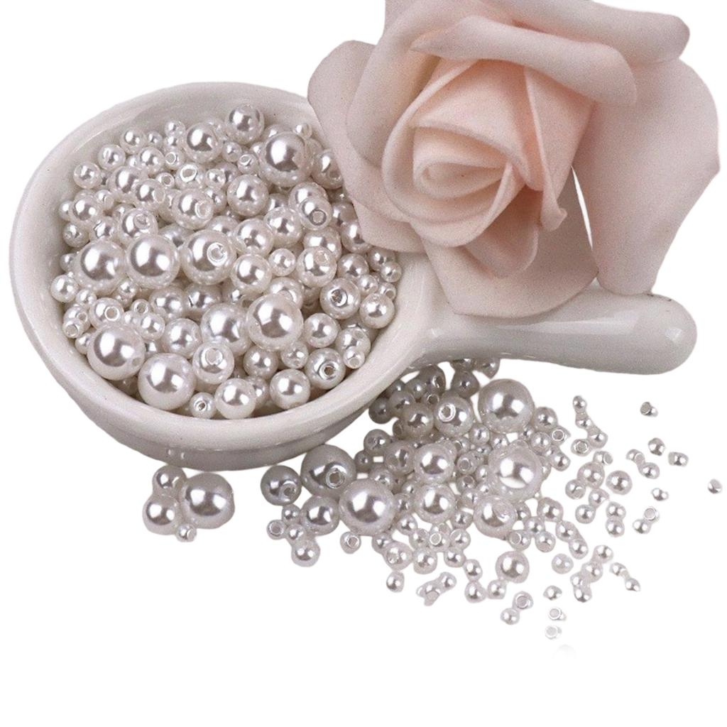 Imitationsperlen für Bastelarbeiten, 150 Stück, 3 mm–8 mm, aufnähbare Harzperlen mit Löchern für die Schmuckherstellung (Armbänder, Halsketten)