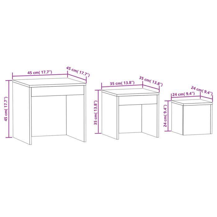 VidaXL Tables gigognes 3 pcs Chêne fumé Bois d'ingénierie 815225