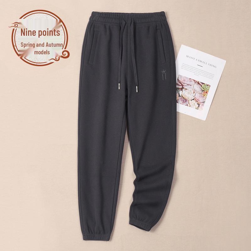 Women's 100% Cotton Grey Sweatpants, Spring/Autumn 2025 Fleece Casual Pants
