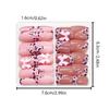 48Pieces Short French Tip Press On Nail with 3D Bows Glossy Pink Leopard Print Square Faux Nail Glues On Nail for Women