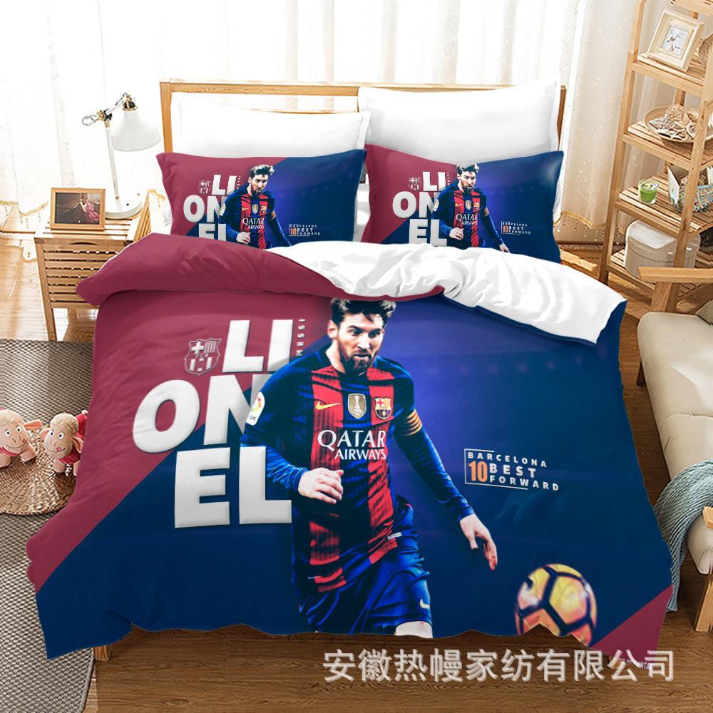 3D Three-Piece Size Football Quilt Cover Quilt Cover Home Textile