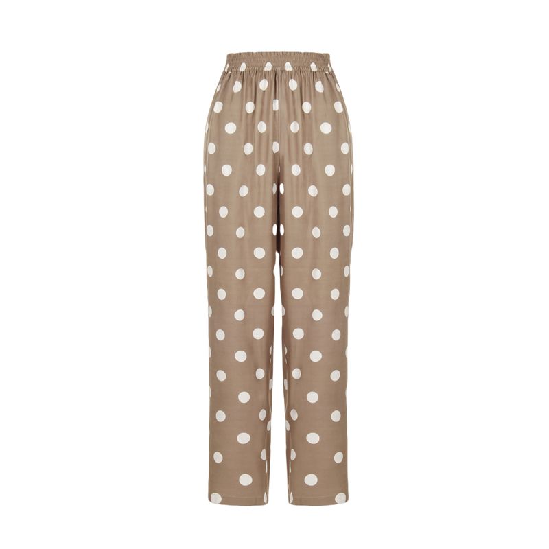 Micro Flaw Special Price ~ Blue Rose Plus Size Women's Silk Twill Casual Cropped Pants Classic Polka Dot Print Baggy Pants