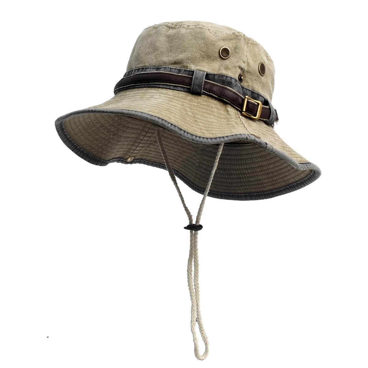 

Spring Cotton Solid Bucket Hat Fisherman Hat Outdoor Travel Sun Cap For Men And Women хакі