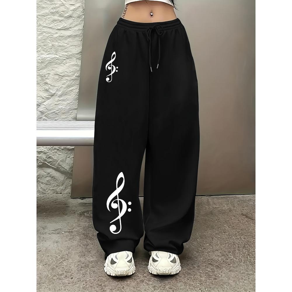 

Unique Printed Loose Straight Leg Pants, Casual Hip-hop Street Pants, Women s Wide Leg Pants XL