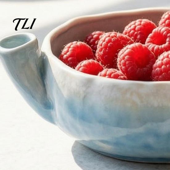 Afvoerkom voor Vers Fruit Keramische Bessenwasbak met Gat, Gemakkelijk Schoon te Maken Keuken Zeefkom, Compact Zelf Afspoelend Serveer En Groente Handig