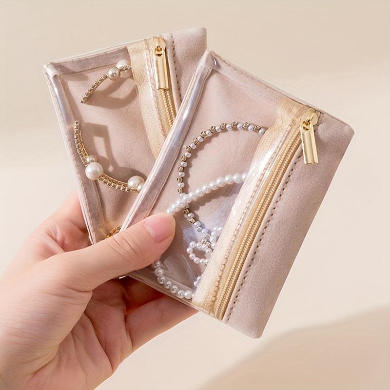 1PC Portable Clear Travel Jewelry Pouch Bag with Zipper,Mini Jewelry Storage for Rings Bracelets Earrings Necklaces Jewelry