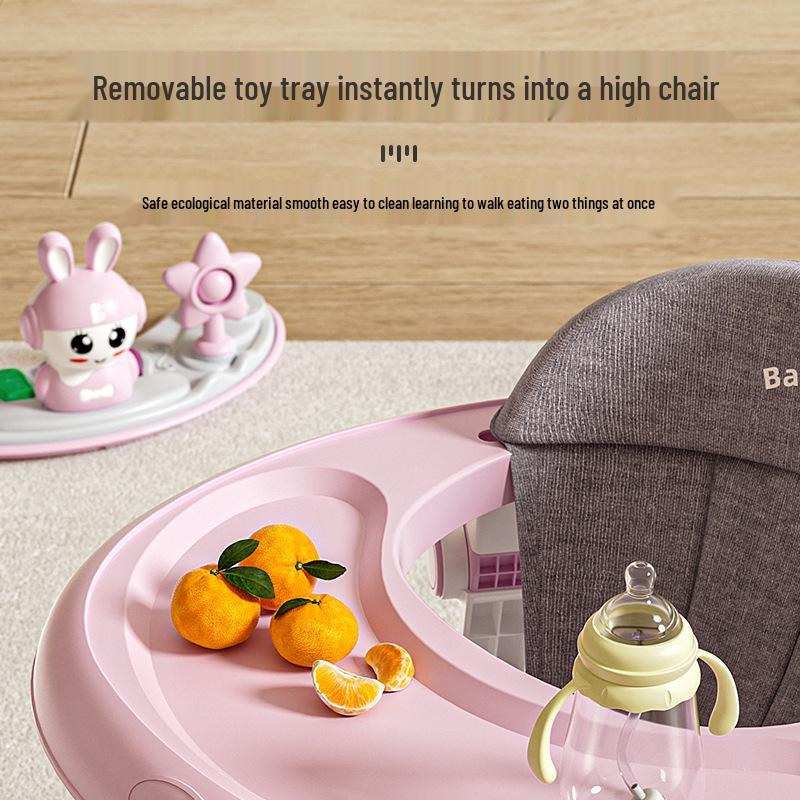 Multifunctional Baby Walker with Music, Lightweight & Foldable for 6-18 Months, Anti-Rollover Design