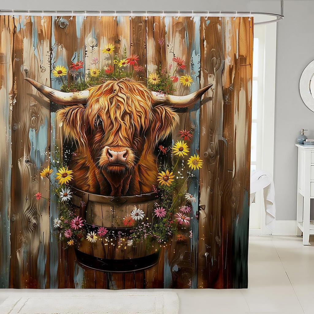 Cat Shower Curtain,Colorful Floral Bathroom Curtain,Kids Girls Boys Adult Cute Pet Animals Waterproof Fabrics Blue Sky Bathtub