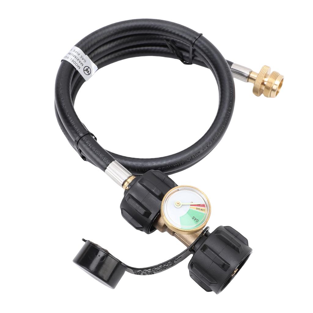 Gasgrill Druckmesser-Set mit 4FT Schlauch und Anschlüssen, Kompatibel 1lb 20lb QCC1 Typ 1 Tanks für BBQ, Wohnmobil, Camping