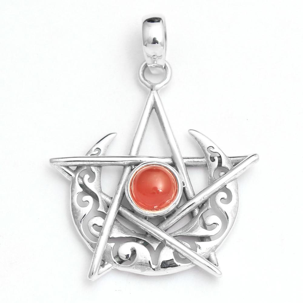 Karneol Larimar Kyanit Grüner Onyx Mondstein Stern & Mond Anhänger 925 Sterling Silber handgefertigter Schmuck