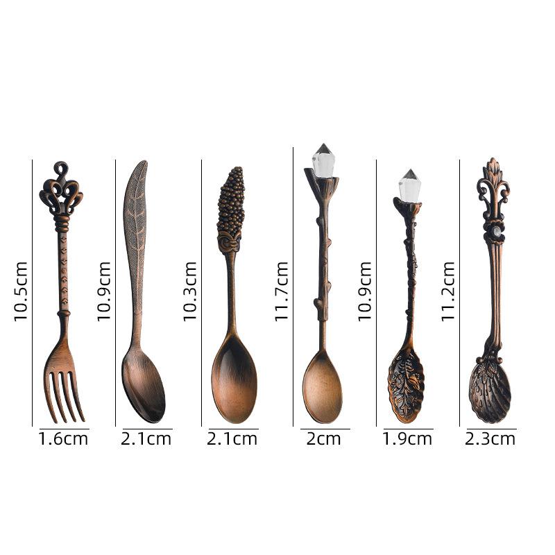 6pcs Vintage Palace Coffee Spoon Set Home Tableware Kitchen Gadget Set Ice Cream Jam Dessert Spoon Afternoon Tea Decor Tool Gift