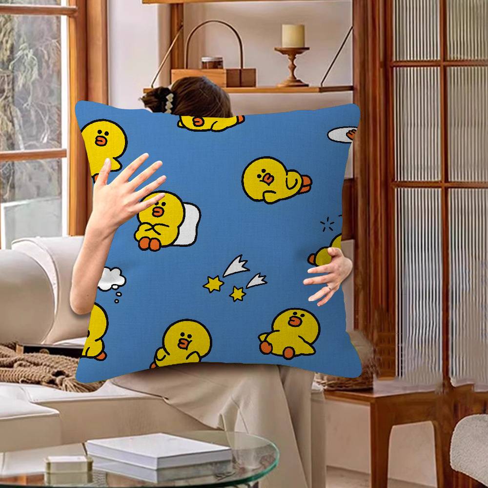 Cute Cartoon Art Duck Pillow Gift Home Office Decoration Bedroom Sofa Car Cushion Cover case 45x45