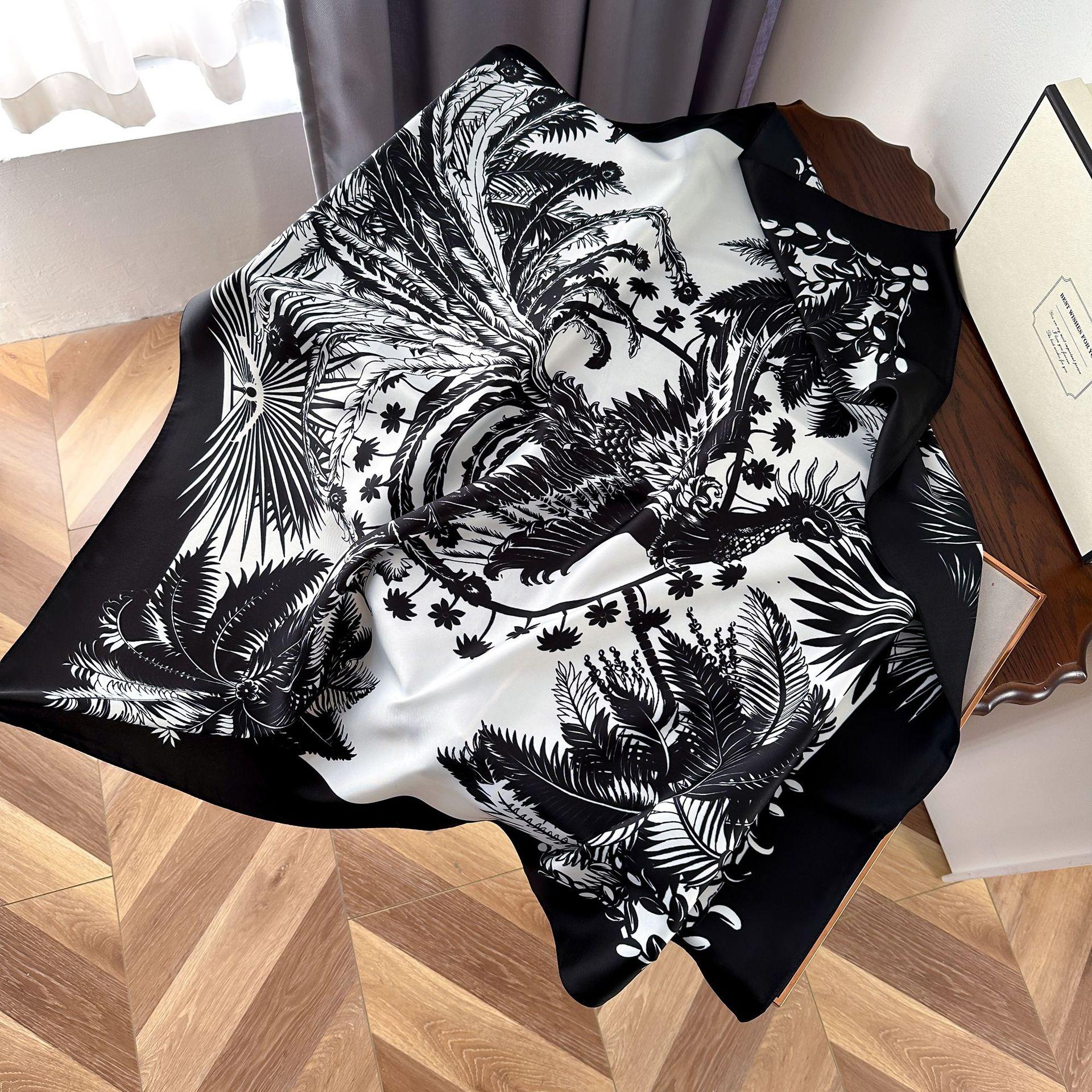 

Высококачественные роскошные шелковые шарфы, повязка на голову, шарфы, шейный шарф для женщин, шелковый шарф с цепочкой, женская декоративная шаль 90*90cm