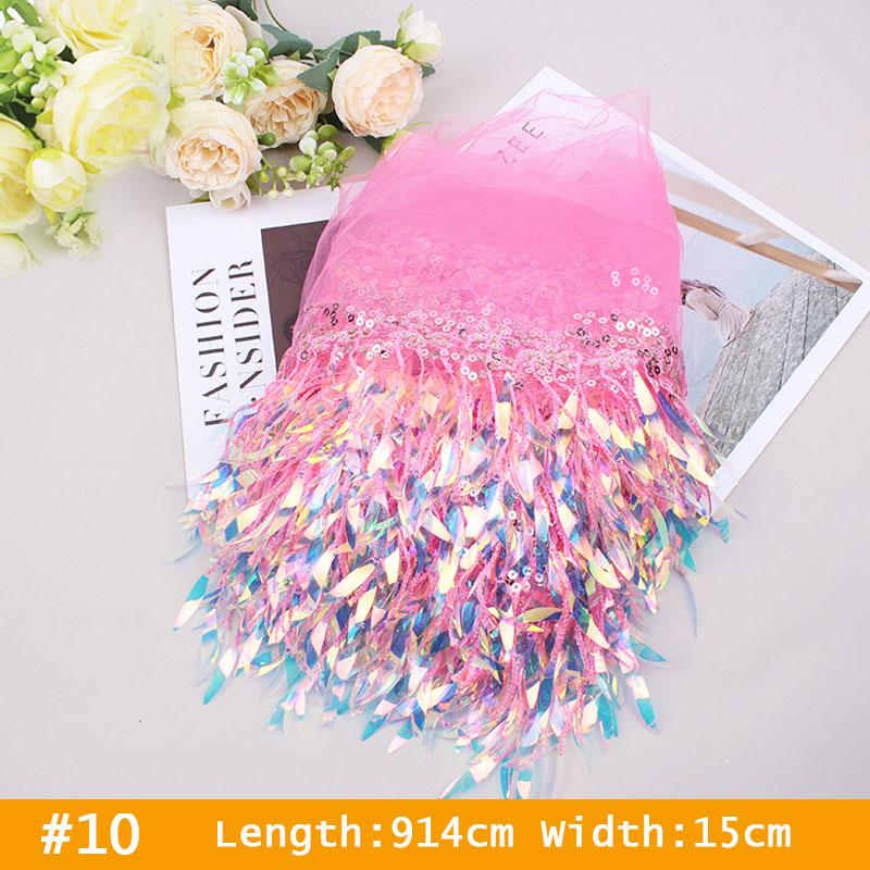 10 Yards Mesh Tassel Fringe Sequins Lace Trim Tassels Fabric DIY Sewing Stage Perform Latin Dress Wedding Clothes Accessories