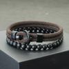 Noter 2Pcs Men Bracelet Set Bilayer Grade A 4mm Rope Braslet Onyx Stone Braclet Riding Leisure Accessories Pulseria Hombre