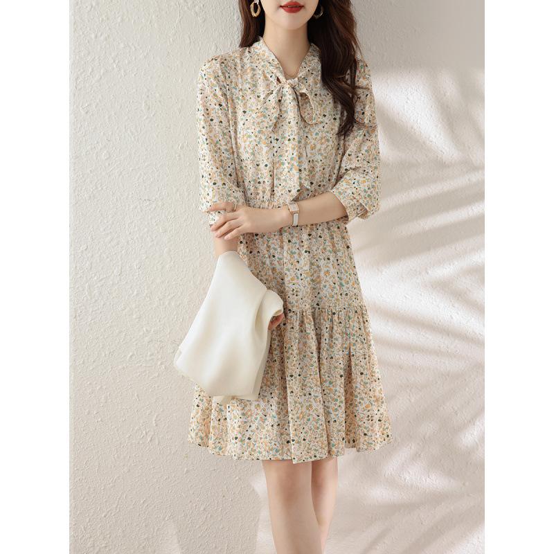 Floral Dress Women's Autumn New Women's Autumn Vest Suit Skirt Chiffon Skirt Vest Two-piece Suit
