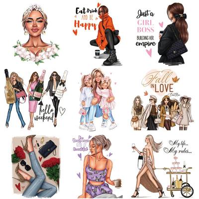 Parches de cultura para niña para ropa, adhesivos para ropa rosa para mujer, parches de transferencia de calor Diy, nuevos parches para planchar, adhesivos para ropa