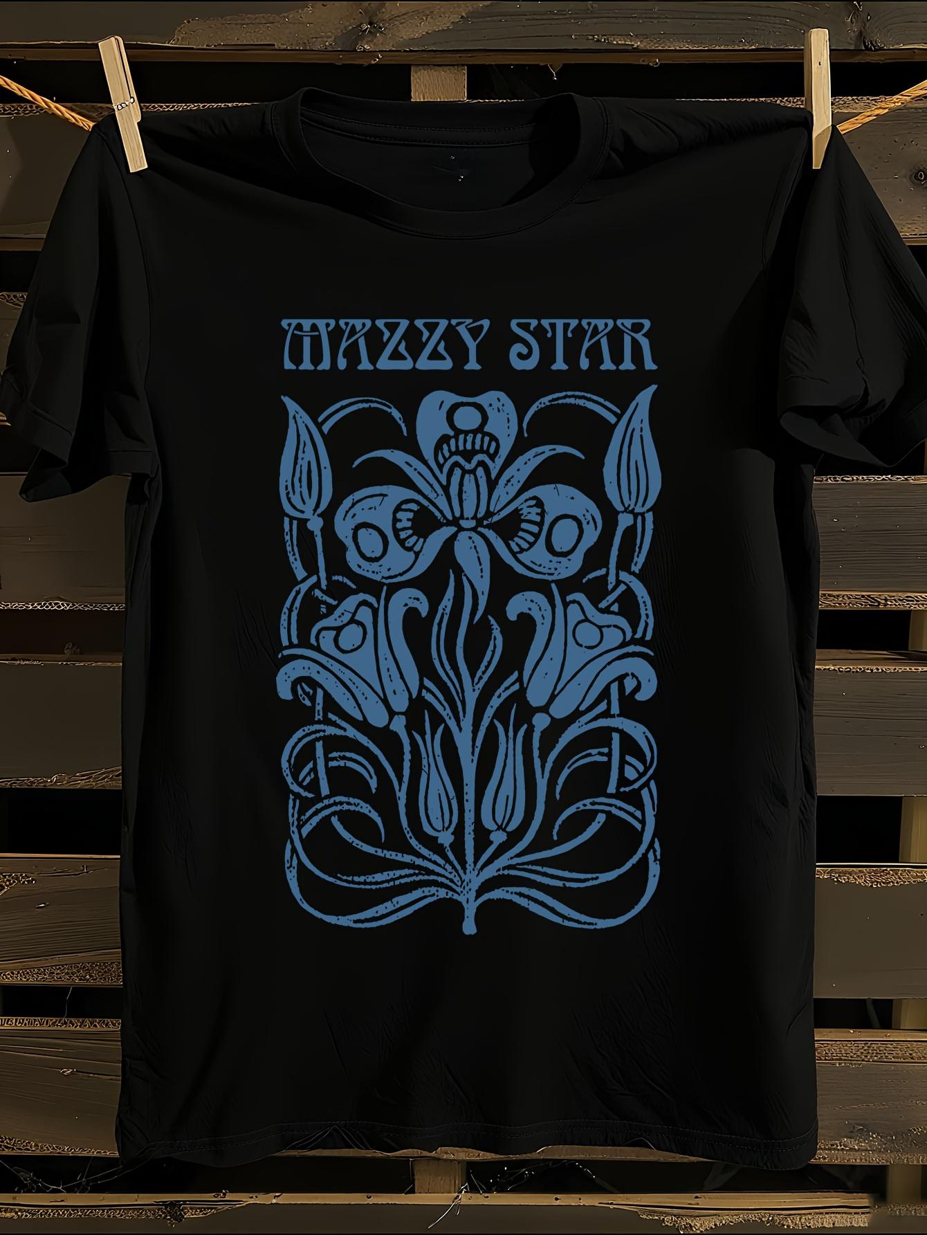 

Mazzy Star Vintage-Inspired T-Shirt Mens Tshirt Womens Tshirts with Letters Print Short Sleeves T-Shirt Casual Street Tee Shirt Top XL