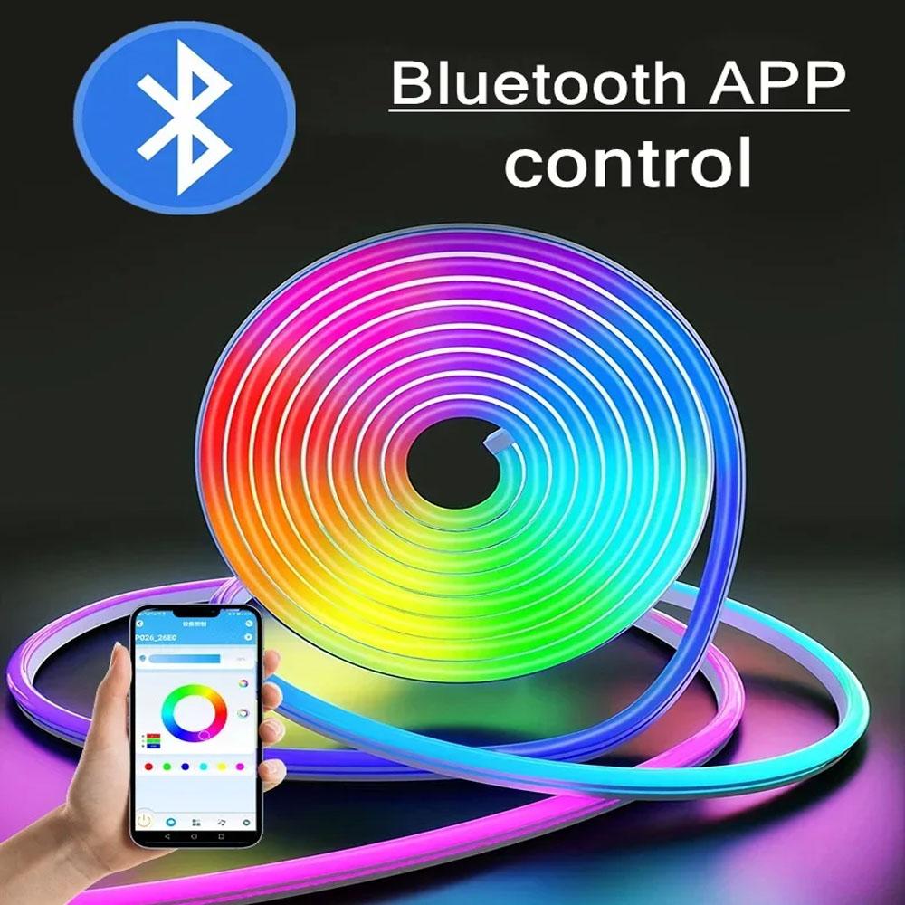 5V USB Vodotěsné Neonové Páskové Světlo RGB Neonový LED Pás Bluetooth Aplikace S Dálkovým Ovládáním RGB Pás Pro Vnitřní Venkovní Domácí Dekoraci