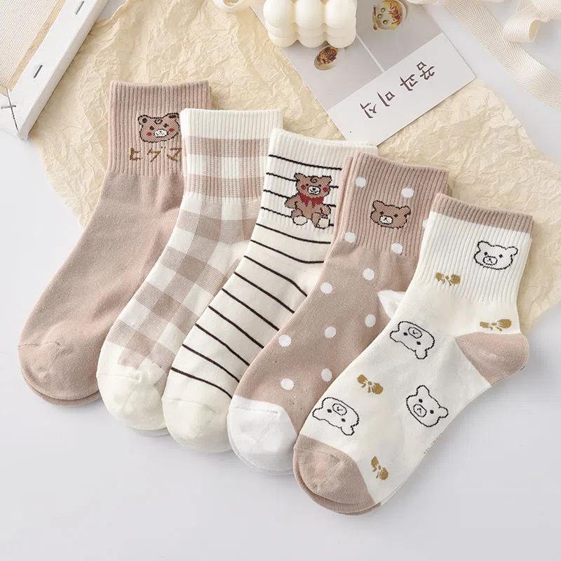 

Носки женские средней длины, милые универсальные, с рисунком тюльпана, милые чулки в стиле колледжа, женские носки One Size