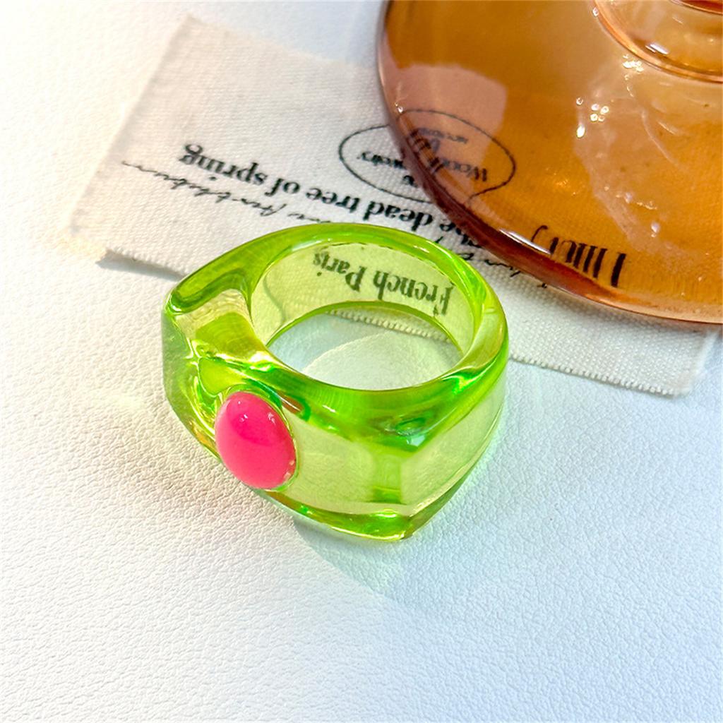 Fashion Simple Inlaid Colorful Y2k Resin Ring Women Sweet Cute Ins Birthday Party Hip Hop Commemorative Jewelry Rings Gift Women
