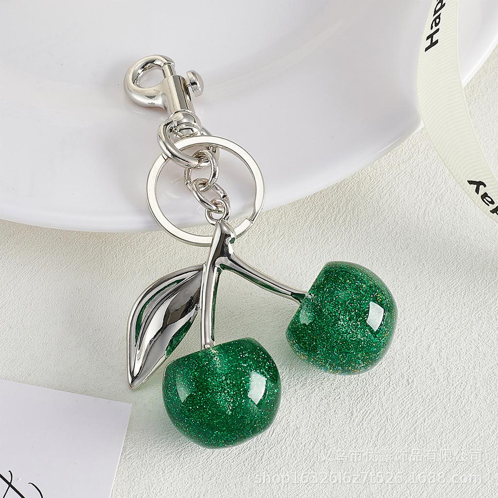 Cherry Resin Alloy Keychain Handmade Fruit Charm for Bags and Keys Fashion Handbag Accessories Jewelry for Wallet
