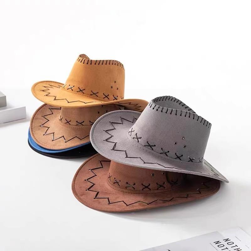 Unisex Western Cowboy Sun Hat - Faux Suede Summer Protection