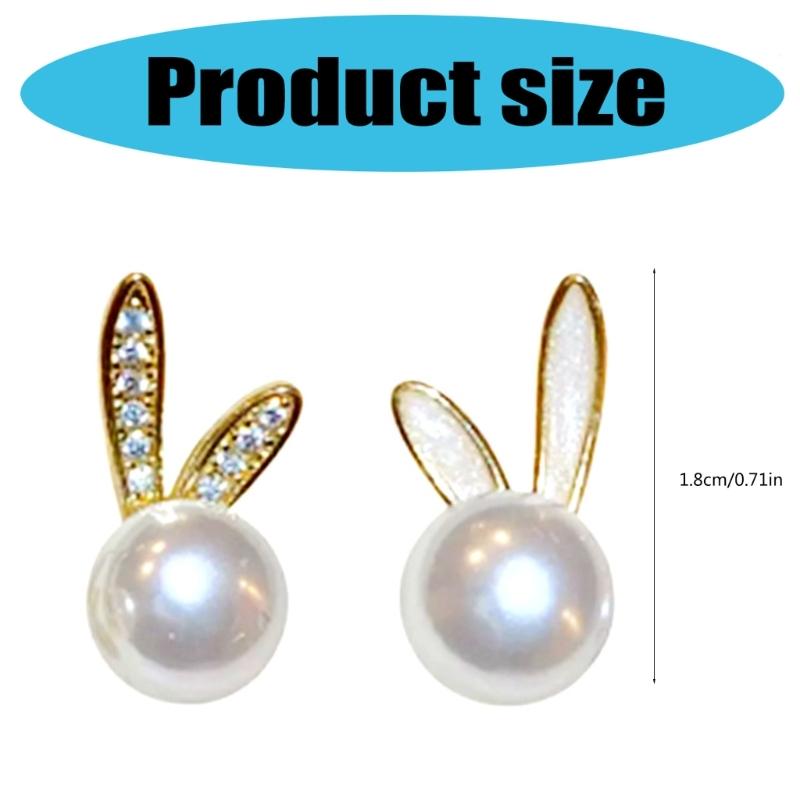 Delicate Floral Rabbit Ears Studs With Imitation Pearls Trendy Easter Jewelry For Women Fashionable Holiday Gift