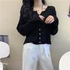 Loose Knitted Cardigan for Women Korean Style Gentle V-neck Versatile Long-sleeve Top for Spring and Autumn