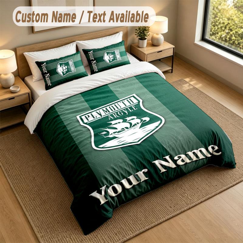 Bedding Set 1 Duvet Cover 2 Pillowcases Plymouth Argyle FC Print Soft Bed Linen Bedroom Decor
