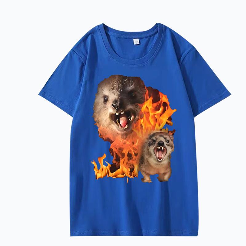 Funny Rock Hyrax Fire Meme Tee Shirt Men Women 100% Cotton Manga Short Sleeve Classic Summer Cute Kawaii Unisex Plus Sizetops