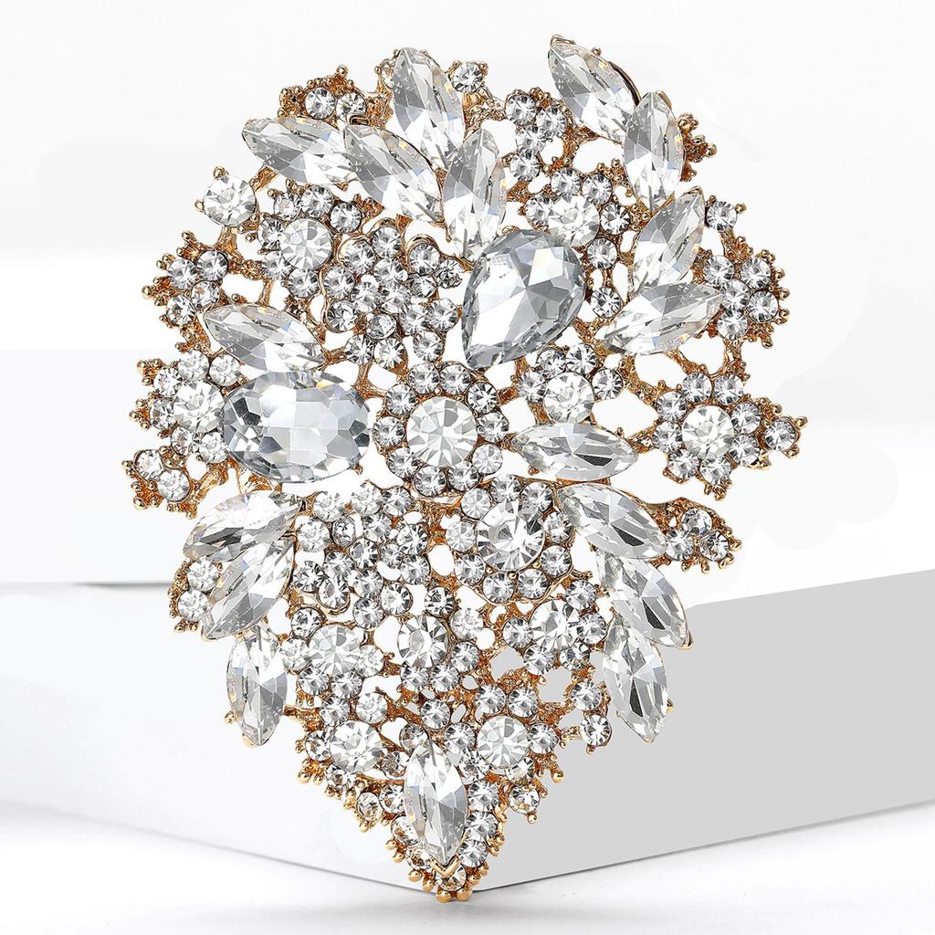 Crystal Glass Brooch for Women Rhinestone Pins Friends Party Gifts Banquet Jewellery Accessories