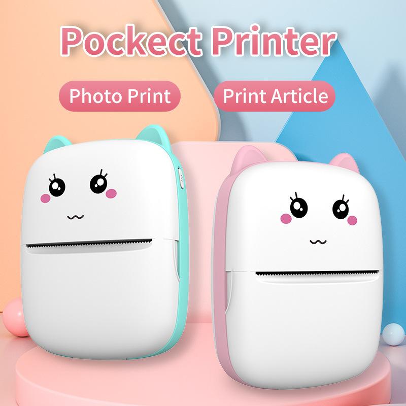 Portable Thermal Printer MINI Wirelessly BT 203dpi Photo Label Memo Wrong Question Printing With USB Cable Imprimante Portable