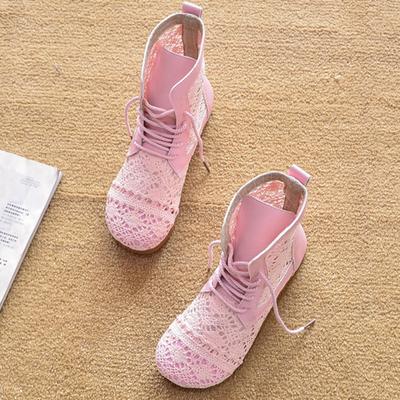 Fashion New Summer Boots Women Shoes Pink White Sweet Ladies Ankle Boots Casual Woman Summer Shoes High Top A2390