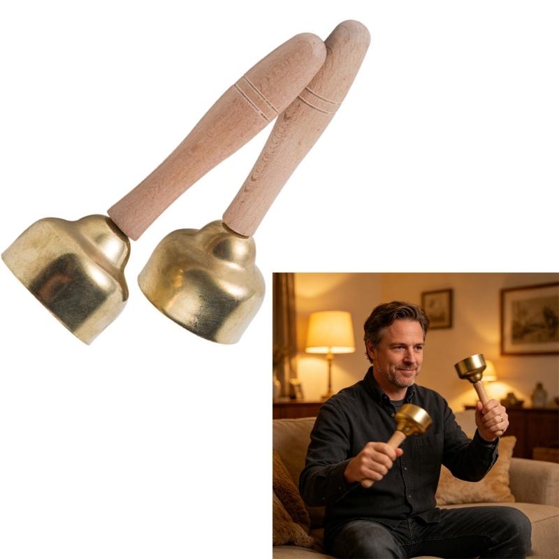 2 Pairs Hand Percussion Bells With Strings/Handles Music Learning Toy For Music Education And Rhythm Training Enduring