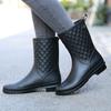 Women's Fashion Plaid Rain Boots Wear Resistant Waterproof Rubber Shoes Anti Slip Rain Shoes
