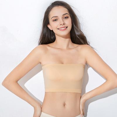 Women Invisible Tube Top Bra Strapless Padded Wireless Anti-slip Push Up Soft Anti-exposure Solid Color Elastic Lady Bandeau Bra Women Underwear