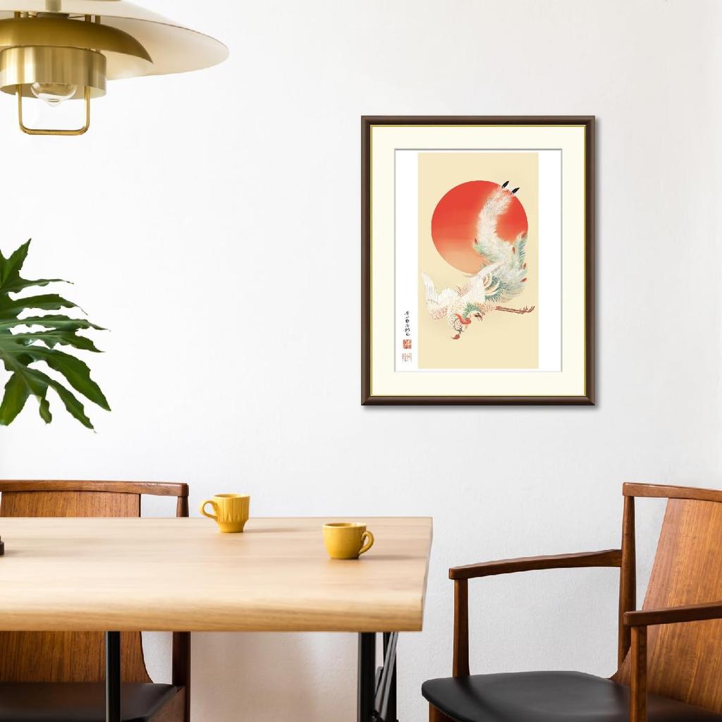 Rising Sun and Phoenix by Ito Jakuchu, 42 x 34 cm, F4, J2-063, Framed Art, Painting, Famous Artist, Masterpiece, Japanese Painting