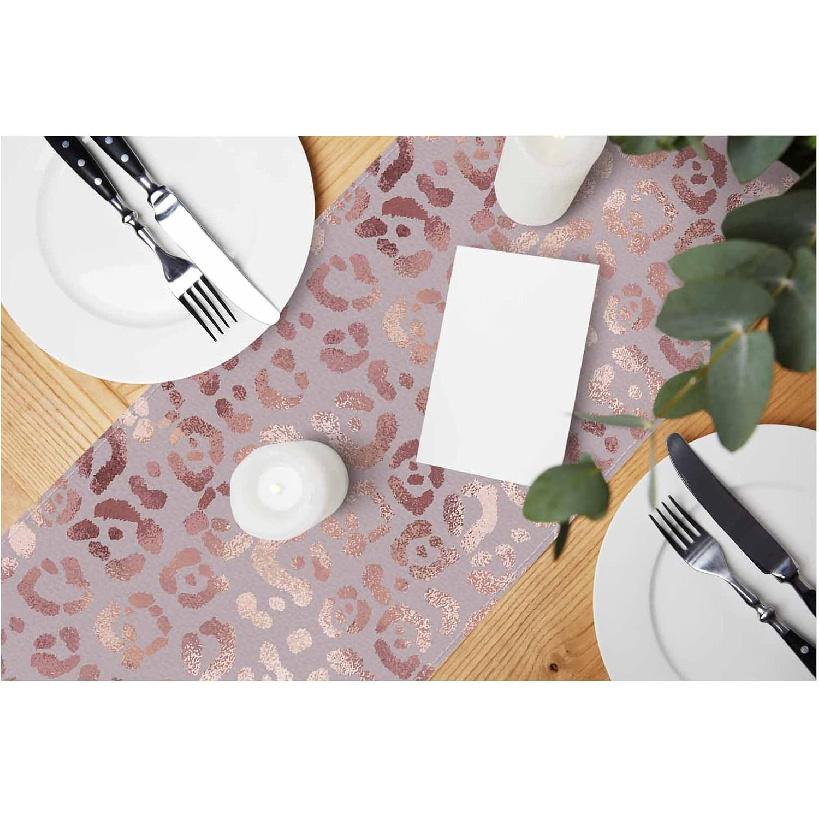 HOSNYE Table Runner Brown Leopard Pattern,Cotton Linen Table Runner Decoration for Kitchen Family Dinner Table Holiday Party Farmhouse Style 13 x 72