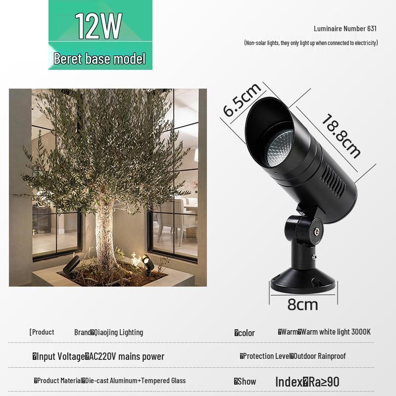 Waterproof Outdoor LED Spotlight for Trees and Gardens - Landscape Lawn Light with Ground Stake, 24V Floodlight