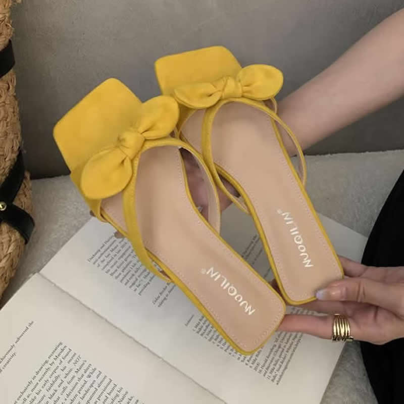

Женские балетки с бантом, тапочки, повседневная обувь, модная обувь для платья, удобные сандалии для ходьбы, женские летние шлепанцы 2025 года, пляжная обувь Mujer Zapatos 40 жёлтый