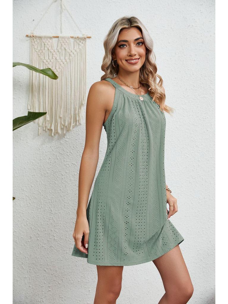 European and American Women's Sleeveless Halter Neck Beach Dress Cover-up
