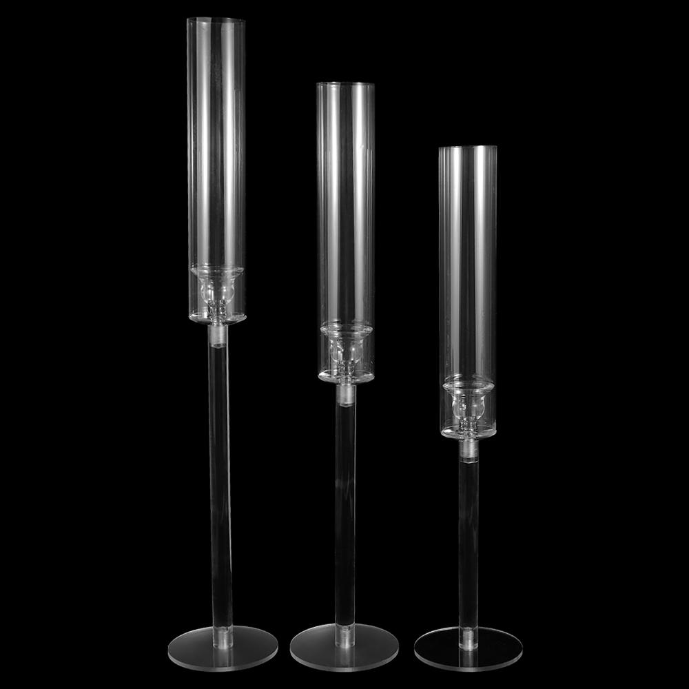 3 Pcs/set Party Decoration Acrylic Crystal Candle Holders Clear high quality Candlestick delicate Centerpieces Wedding Party