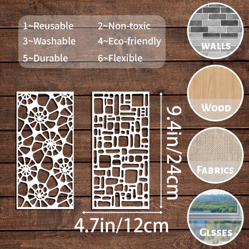 Neuer Stil, 8 Stück, Textur, Vorlage mit floralem Thema, DIY-Thema, Wiederverwendbar, Kreatives Malen, Kunstbrettdekoration, Handkopierwerkzeug