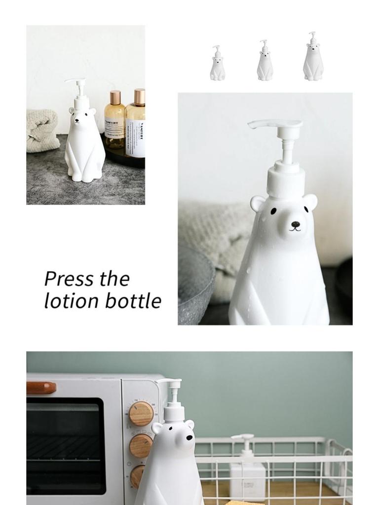 Creative Polar Bear Dispenser: Cute Children's Hand Soap, Lotion, Dish Soap, and Shower Gel Bottle