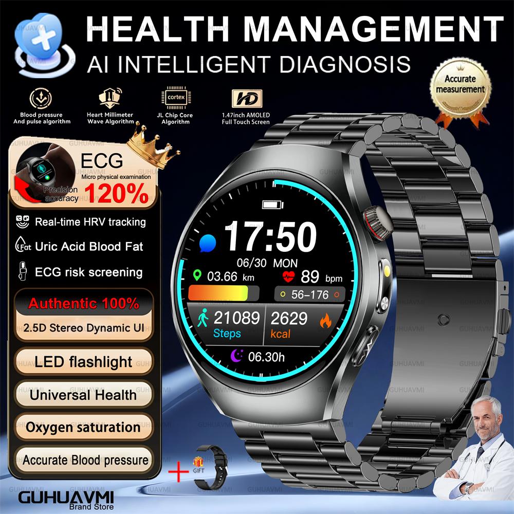 2026 Brand New Upgrade Health Check Smart Watch ECG Blood Lipid Uric Acid Body Fat Sports Waterproof Smart Watch For Man Women