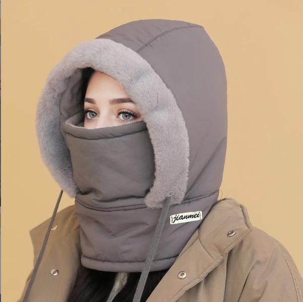 Lei Feng Winter Hat with Fleece Lining, Ear and Face Protection, Windproof Scarf for Skiing and Riding