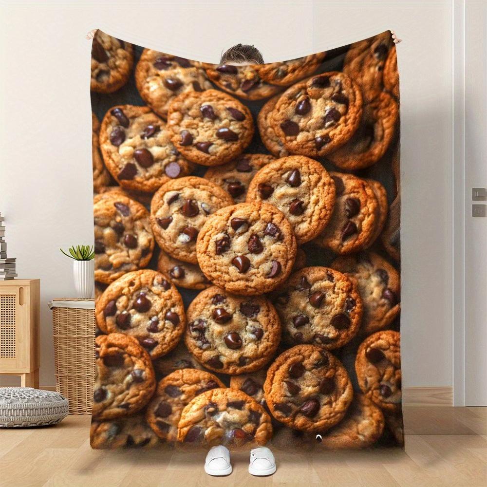 Delicious Chocolate Chip Cookie Blanket -Soft Cozy Throw with Yummy Design,Perfect for Kitchen Decor,Unique Gift for Food Lovers
